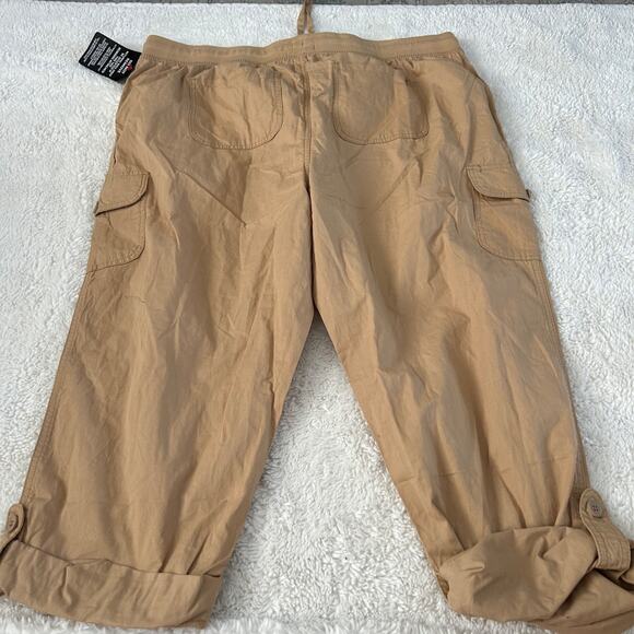 NWT Woman Within Women's Sz 22W Plus Sz Khaki Tan Embroidered Floral Pants - Picture 3 of 7